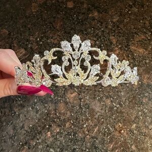 Sparkling Gold and Silver Floral Tiara